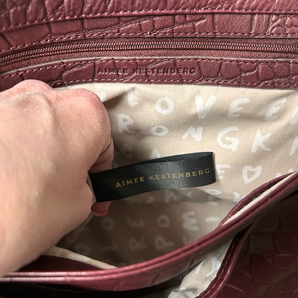 Aimee Kestenberg All For Love Convertible Leather Shoulder Bag True Plum Croco - Picture 9 of 14